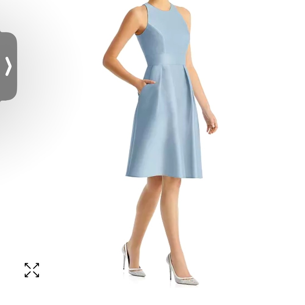 Pleated Satin A-Line Dress